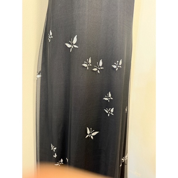 VTG‎ 90s Virgo II Black Butterfly Sheer Sz 10 Maxi Dress Formal Fairy Whimsigoth - Picture 3 of 8